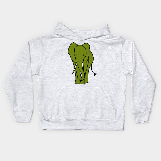 Green Elephant Kids Hoodie by ellenhenryart